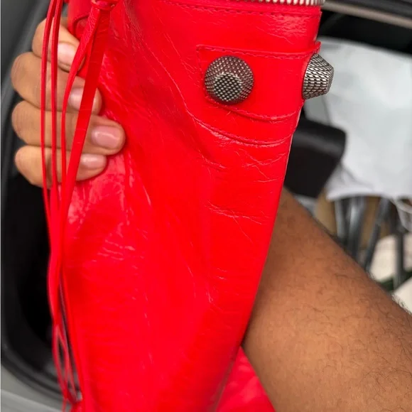 Red Leather Knee-High Stiletto Boots - Women - Picture 10 of 10